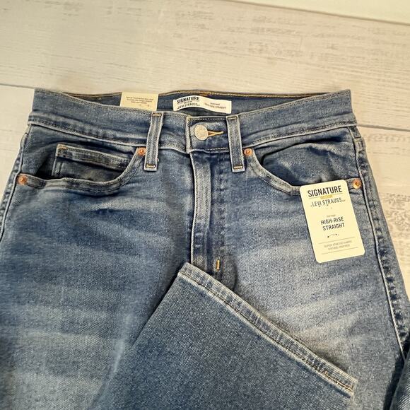 Levi Strauss Signature Womens Jeans sz 4 W27 Heritage High Rise Straight Stretch - Picture 2 of 8
